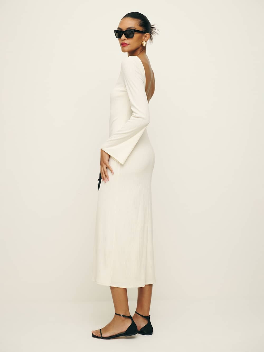 NEW Reformation Delphina Ivory Knit Maxi Dress Size S
